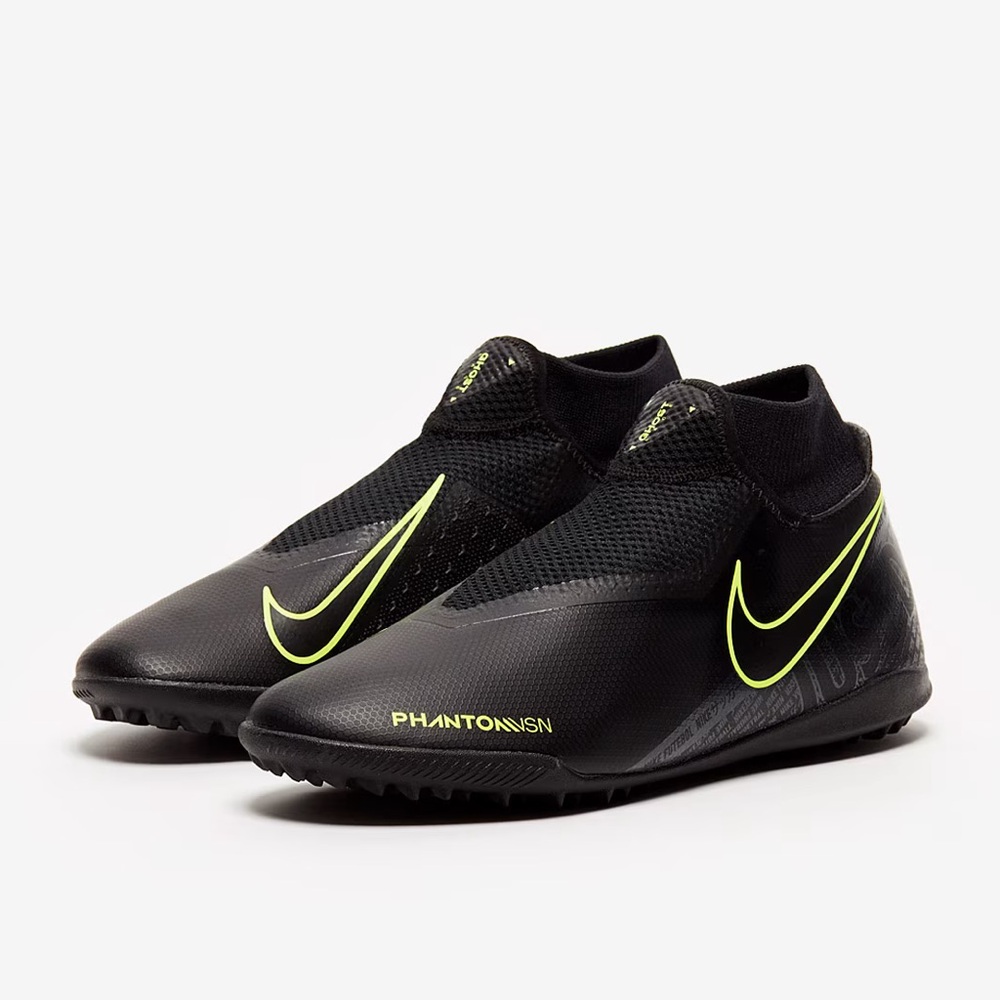 NWT Nike Men’s PHANTOM VSN ACADEMY DF TF - BLACK/VOLT Yellow  Cleats Size 6.5